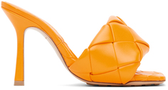 Оранжевые босоножки на каблуке Intrecciato Lido Bottega Veneta