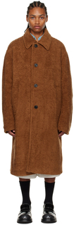 Коричневое плюшевое пальто Dries Van Noten