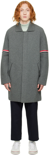 Серое пальто с повязкой на руку Thom Browne