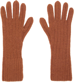 Оранжевые перчатки в рубчик Dries Van Noten