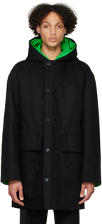 Черное пальто с капюшоном Bottega Veneta