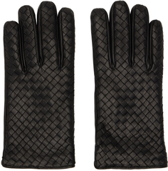 Черные перчатки интрекчато Bottega Veneta