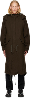 Коричневое модное пальто Yohji Yamamoto