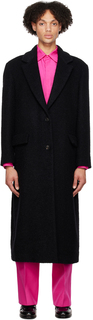 Черное однобортное пальто Valentino