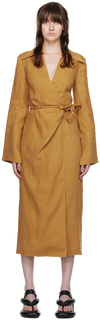 Светло-коричневое платье-миди Farah Nanushka