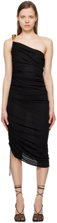 Черное платье-миди со сборками Bottega Veneta