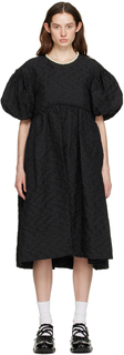Черное платье-миди с пышными рукавами Simone Rocha