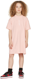 Детское розово-белое платье-футболка с логотипом Palm Angels