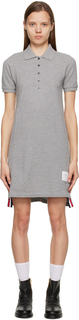 Серое мини-платье А-силуэта Thom Browne