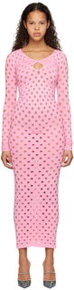 Розовое платье-миди с перфорацией Maisie Wilen