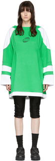 Зеленое хлопковое мини-платье We11done