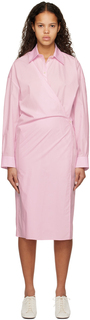 Розовое платье-миди с перекрученным краем LEMAIRE