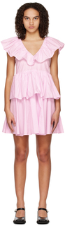 Розовое ярусное мини-платье GANNI