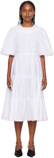 Белое платье-макси с рюшами Rosetta Getty