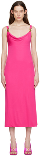 Розовое платье-макси с воротником-хомутом Versace