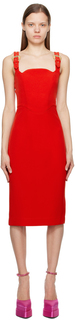 Красное платье-миди с пряжкой Versace Jeans Couture