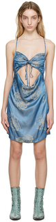 Синее мини-платье с цветочным принтом KIM SHUI