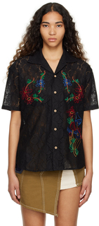 Черная рубашка с цветочной вышивкой в ​​виде грибов Andersson Bell