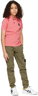 Детская футболка-поло розового цвета с нашивкой-логотипом Stone Island Junior