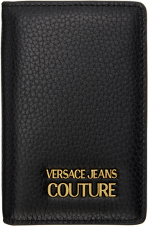 Черный бумажник с логотипом Bifold Versace Jeans Couture