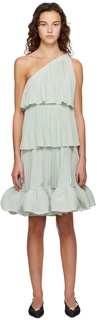 Зеленое асимметричное мини-платье Lanvin