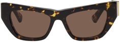 Прямоугольные солнцезащитные очки черепаховой расцветки Bottega Veneta