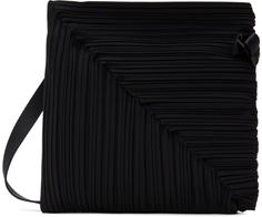 Черная объемная сумка-тоут с диагональными складками Pleats Please Issey Miyake