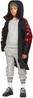 Детское пальто оверсайз с черным и красным логотипом Burberry