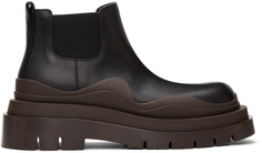 Черно-коричневые низкие ботинки челси с надписью The Tire Bottega Veneta