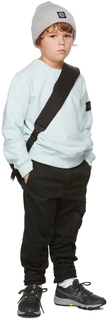 Детские черные брюки с карманами и логотипом Stone Island Junior