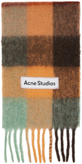 Оранжево-коричневый шарф в клетку Acne Studios