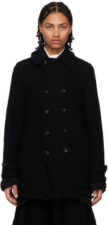 Черное двубортное пальто Black Comme des Garçons