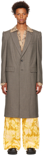 Коричневое пальто на двух пуговицах Dries Van Noten