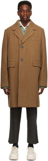 Светло-коричневое пальто с ремешками Wooyoungmi