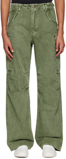 Зеленые широкие брюки карго R13