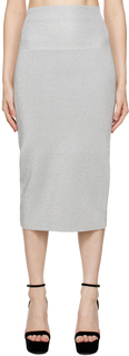 Серебряная юбка-миди с разрезами Victoria Beckham