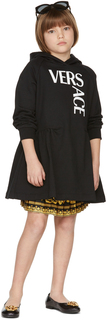 Детская черно-золотая юбка из твила в стиле барокко Versace