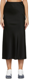 Черная сатиновая юбка-миди Maison Margiela