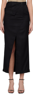 Черная асимметричная юбка с поясом lesugiatelier
