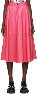 Розовая юбка-миди из искусственной кожи MSGM