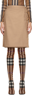 Коричневая юбка-миди со складками Burberry