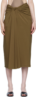 Эксклюзивная коричневая юбка-миди с узлом SSENSE Rosetta Getty