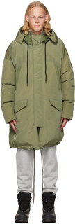 Зеленое длинное пуховое пальто HOLDEN