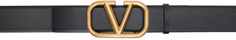 Черный ремень с V-образным логотипом Valentino Garavani
