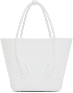 Белая резиновая большая сумка Arco Bottega Veneta