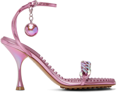 Розовые босоножки на каблуке в горошек Bottega Veneta