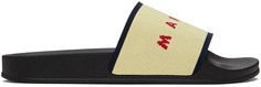 Бежевые жаккардовые шлепанцы с логотипом Marni
