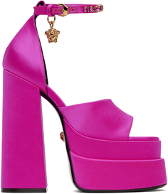 Розовые босоножки на каблуке Medusa Aevitas на платформе Versace