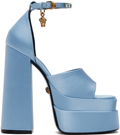 Синие босоножки на каблуке Medusa Aevitas на платформе Versace