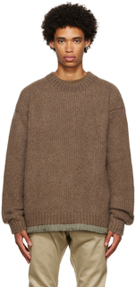 Коричневый свитер в рубчик sacai